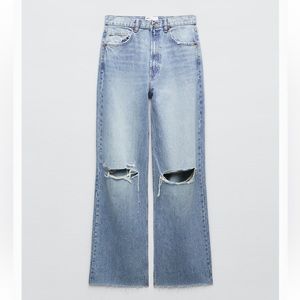 NWT Zara Ripped High Rise TRF Wide Leg Jeans